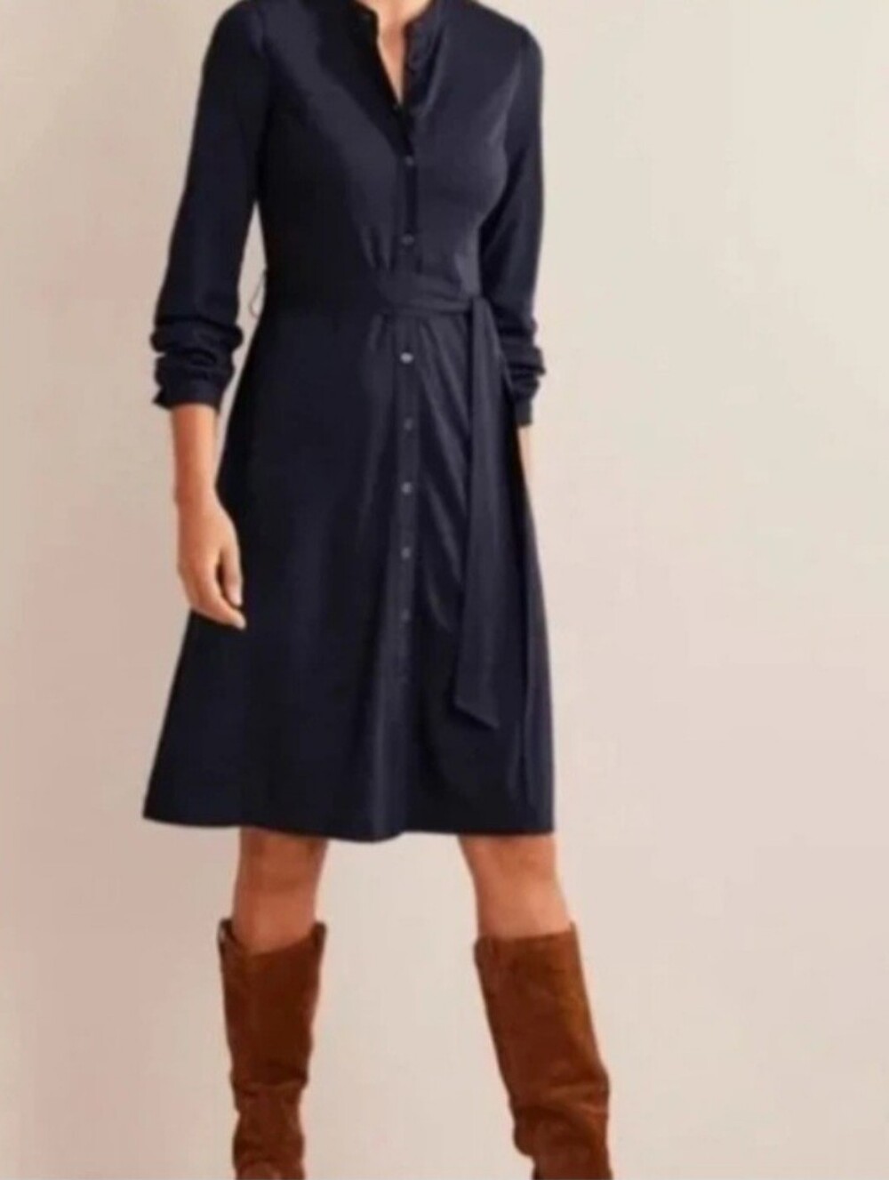 Boden Navy Julia Shirt Dress with Tie Waist 8 - Picture 14 of 14